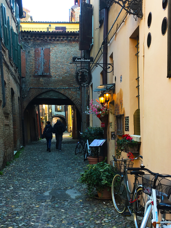 Medieval street Via delle Volte in Ferrara